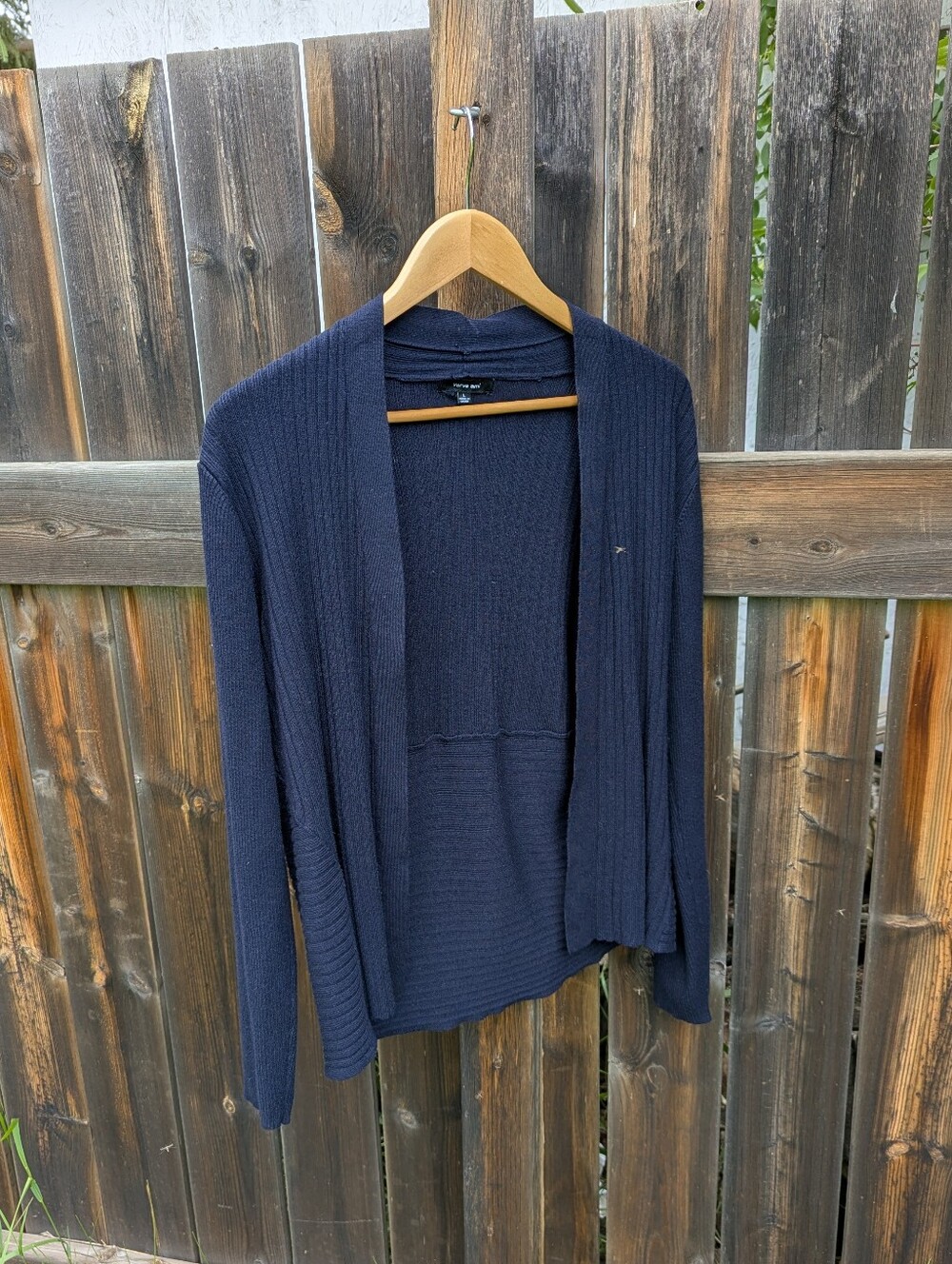 Verve Ami Navy Ribbed Open-Front Cardigan